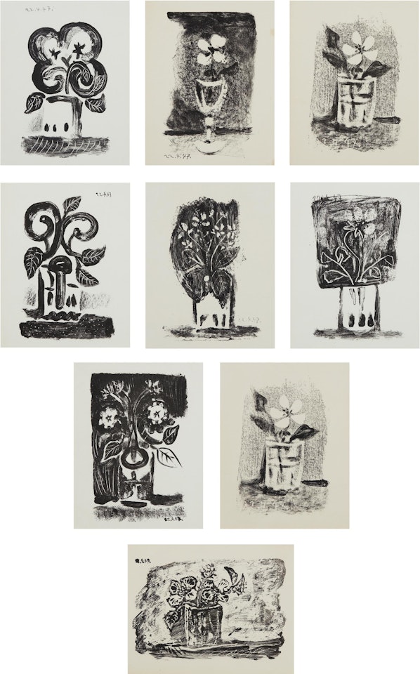 Le petit pot de fleurs (Small Pot of Flowers); and Fleurs dans un verre (Flowers in a Glass) Nos. 1-7 by Pablo Picasso