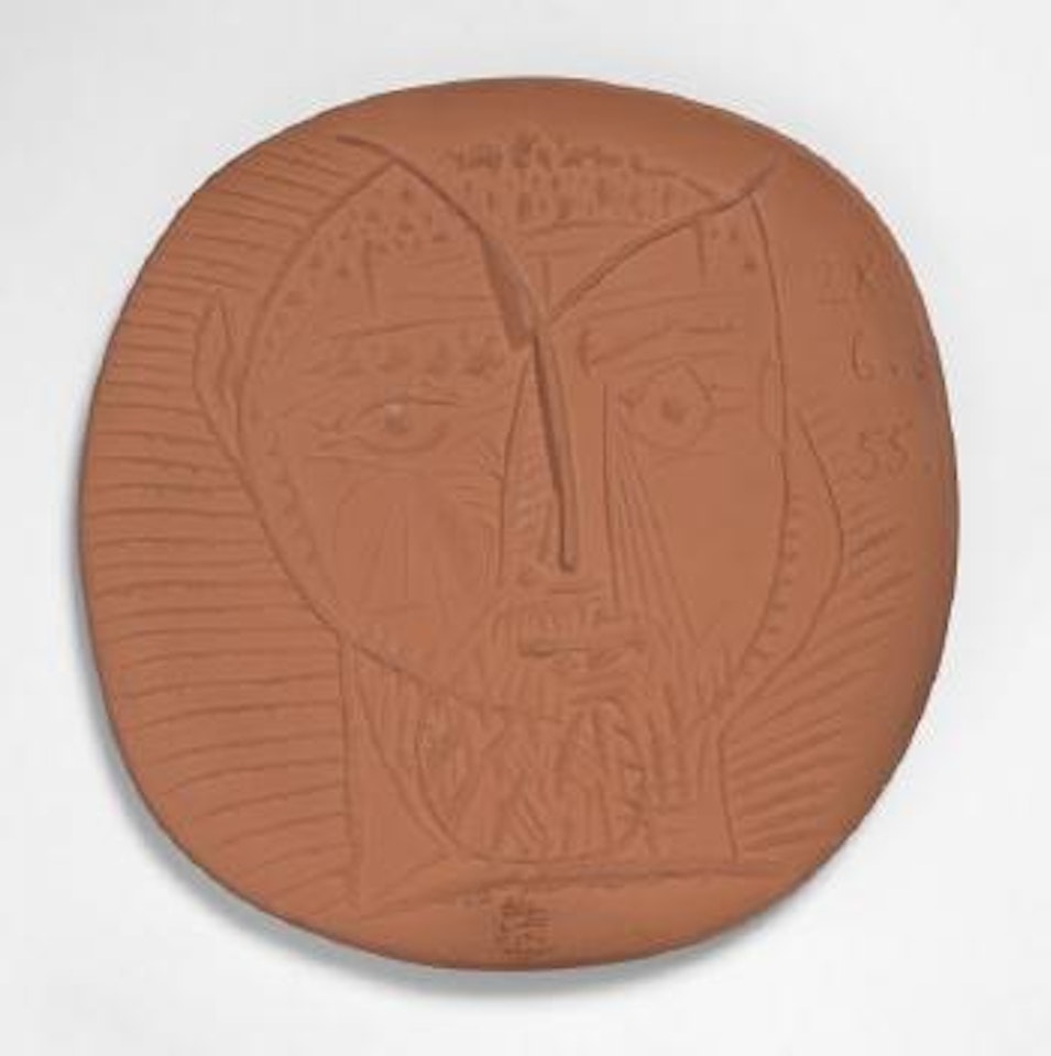 Visage de faune assiette ronde / carrée - 1955-28 juin by Pablo Picasso