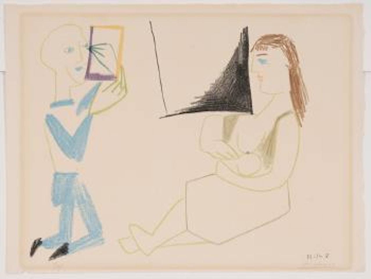 Clown et femme nue by Pablo Picasso