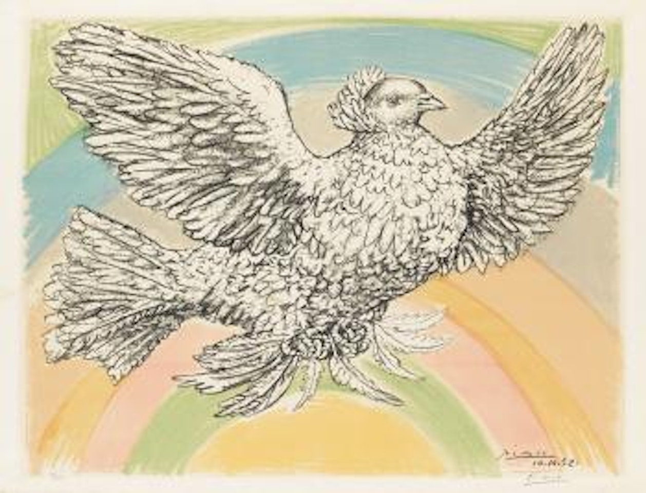Le Colombe Volant (à l'Arc-en-Ciel) by Pablo Picasso