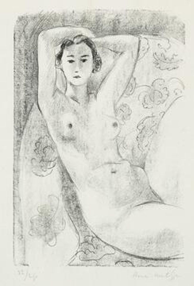 Nu assis dans un fauteuil au décor fleuri by Henri Matisse