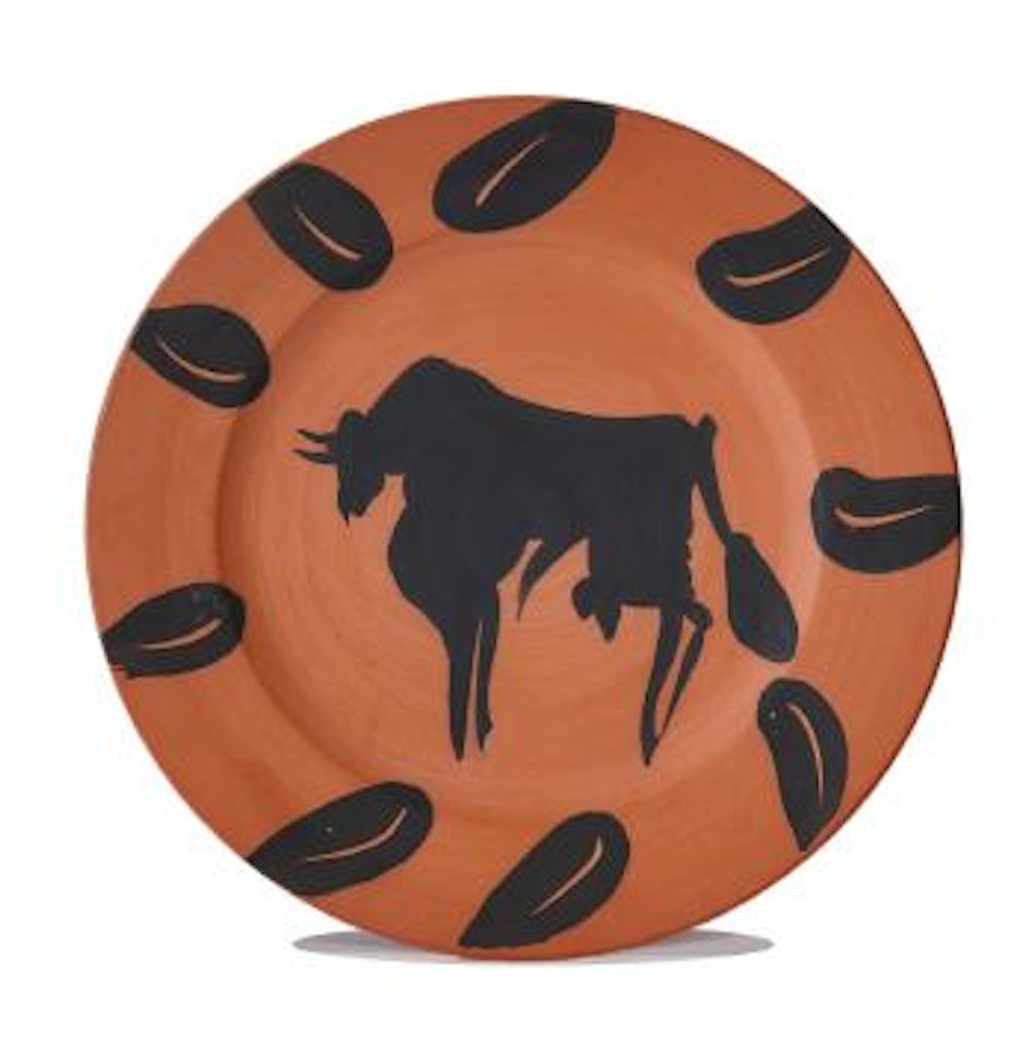 Bull, rim with leaves by Pablo Picasso