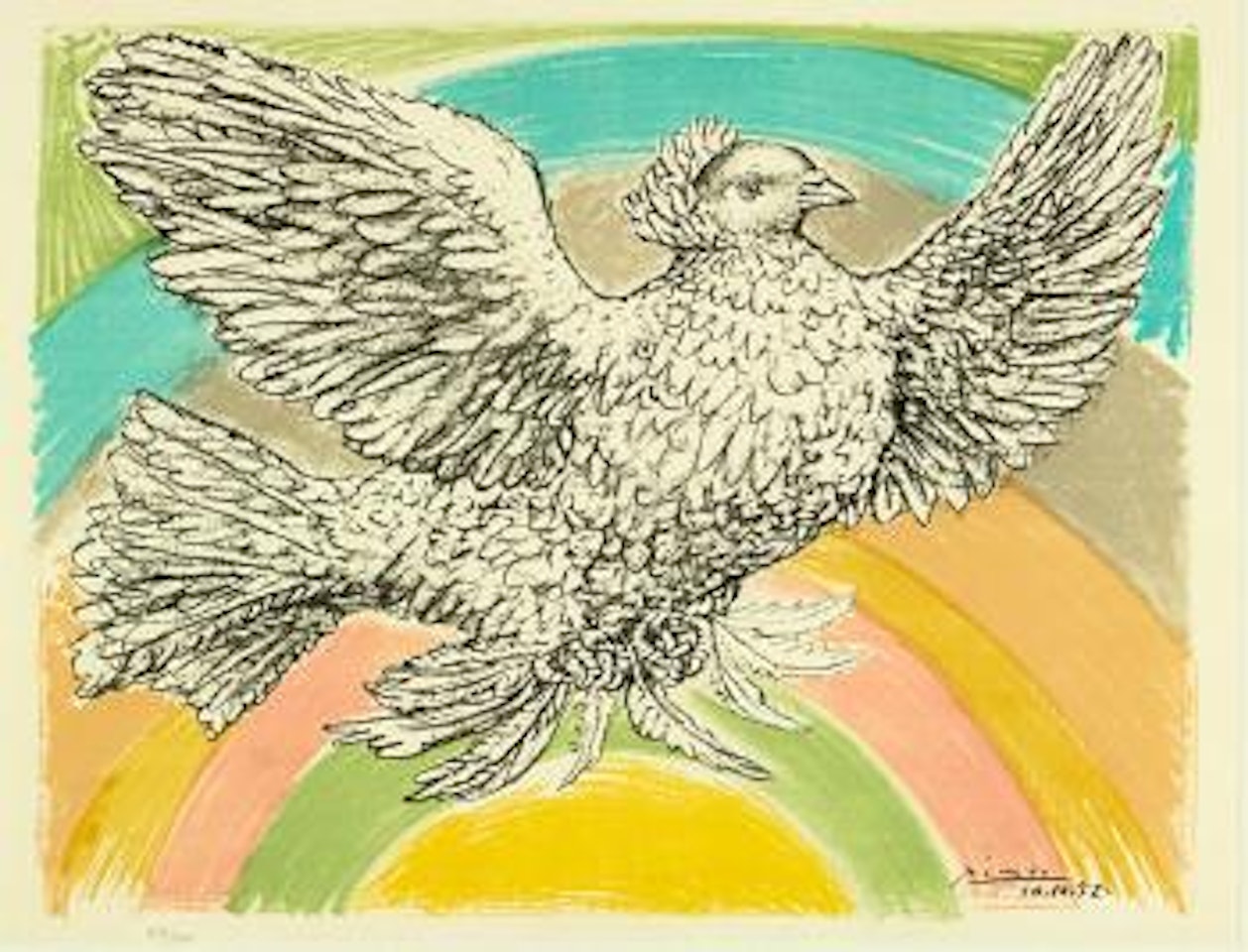 Flying Dove (in Rainbow) by Pablo Picasso