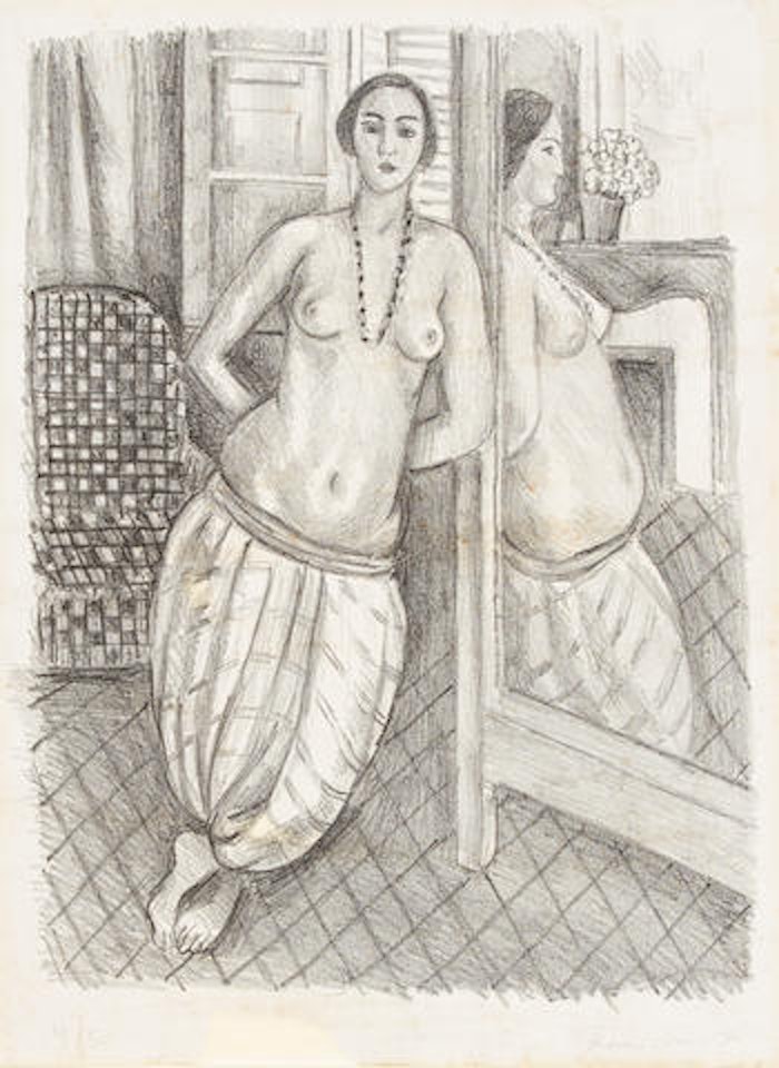 Odalisque à la culotte rayée, reflétée dans la glace by Henri Matisse