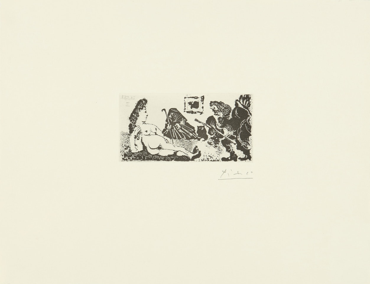 VIEUX BEAU SALUANT TRÈS BAS UNE PUPILLE DE LA CÉLESTINE (B. 1593; BA. 1609) by Pablo Picasso