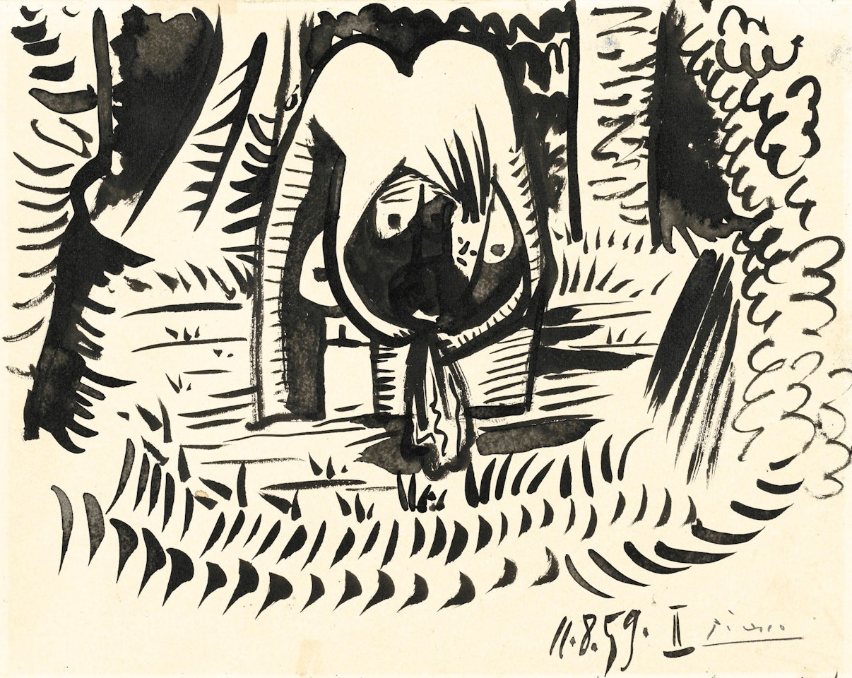 ETUDE POUR LA BAIGNEUSE DU DÉJEUNER SUR L'HERBE (MANET) by Pablo Picasso