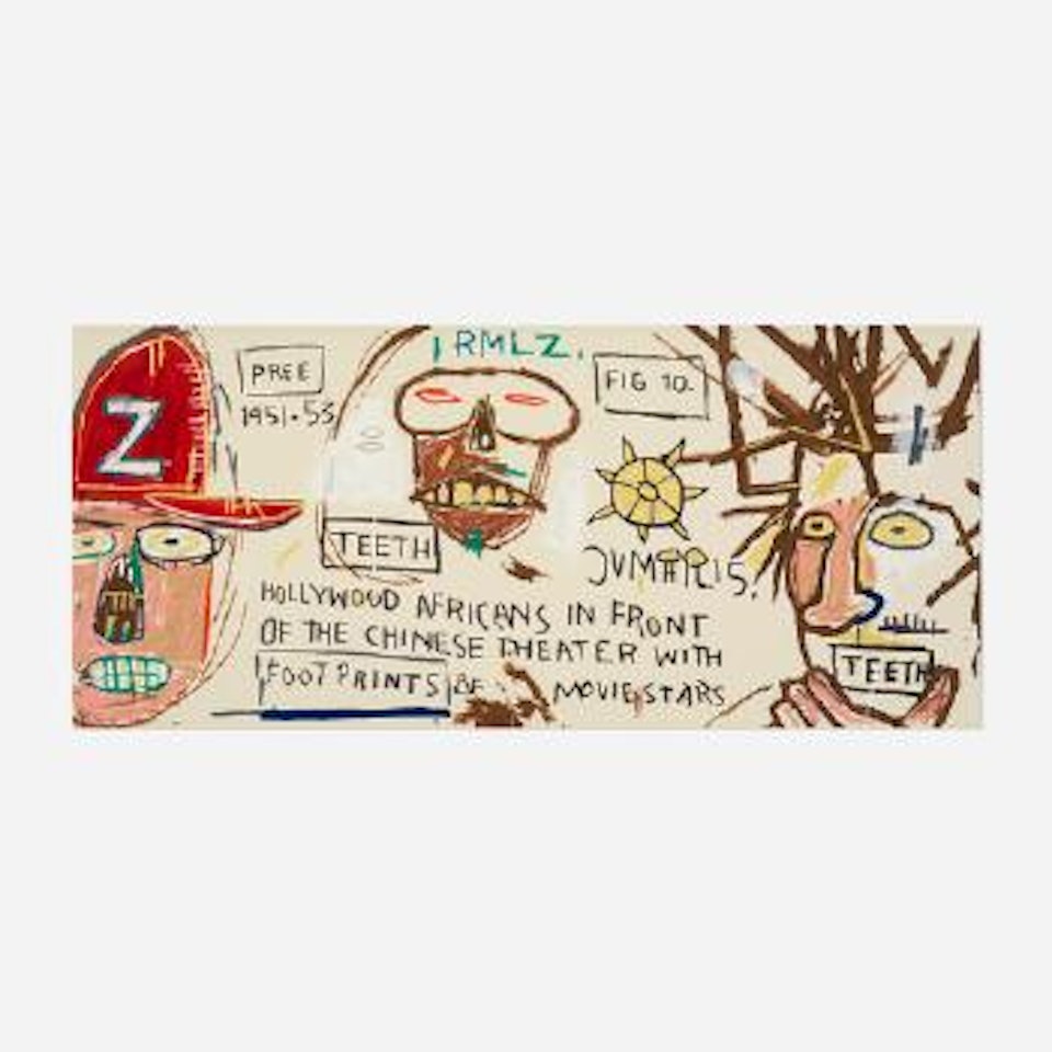 Hollywood Africans in front of the Chinese Theater with Footprints of Movie Stars ,
1983
,
Printed
2015 by Jean-Michel Basquiat