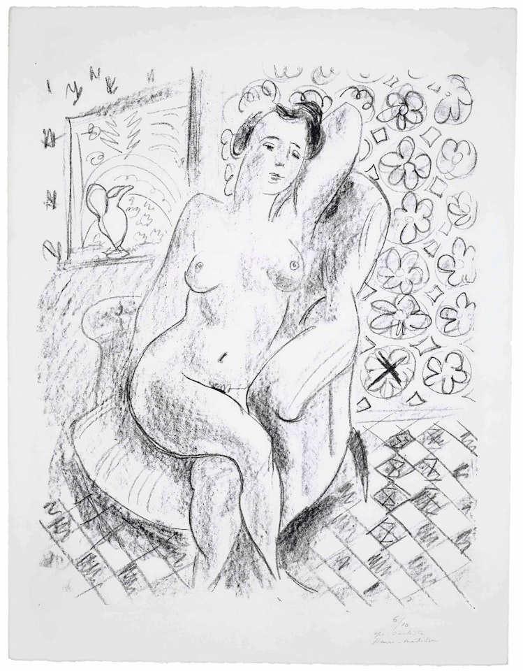 Nu au fauteuil sur fond moucharabieh by Henri Matisse