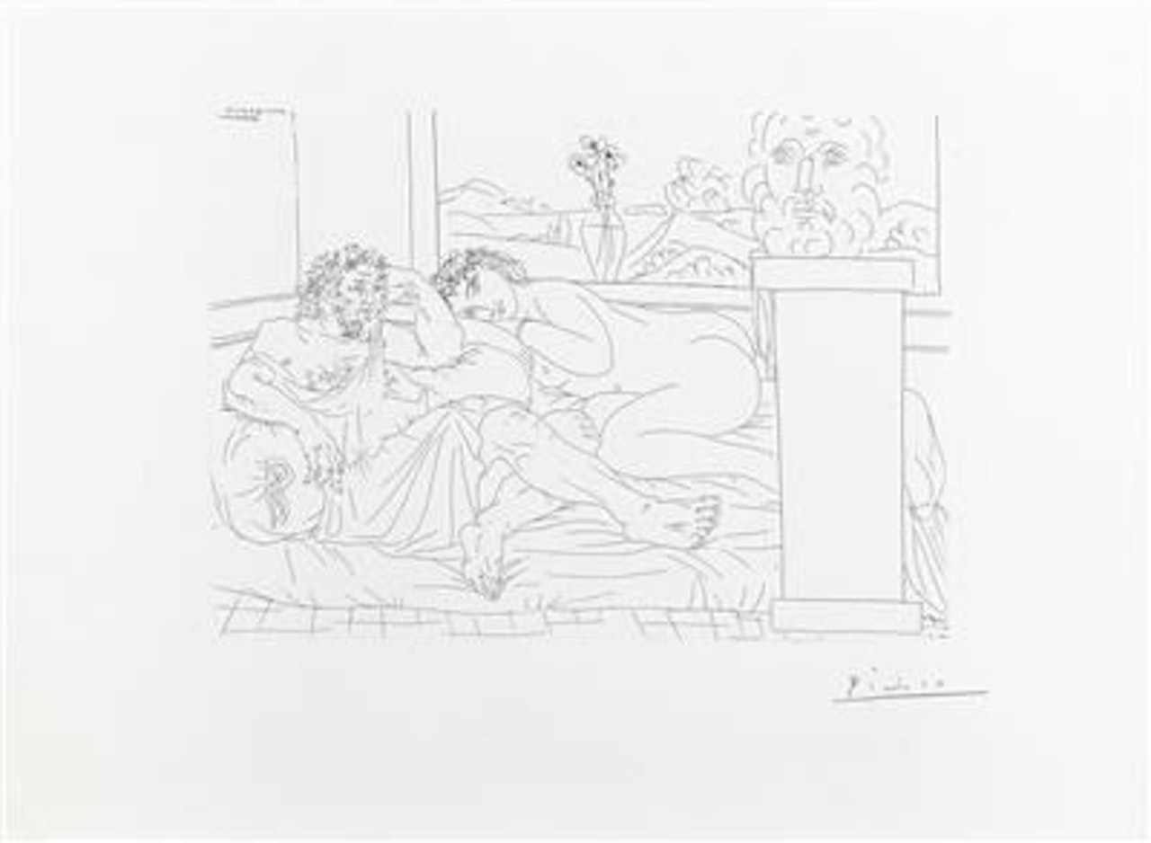 Vieux Sculpteur Grec avec Modèle by Pablo Picasso
