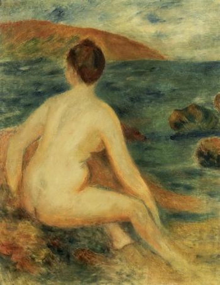 Baigneuse nue assis au bord de la mer by Pierre-Auguste Renoir