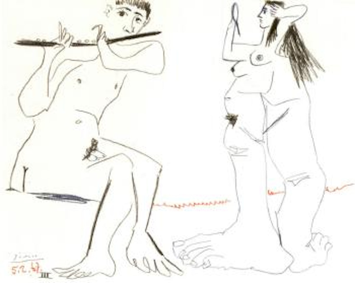 Nu debout et flutiste by Pablo Picasso