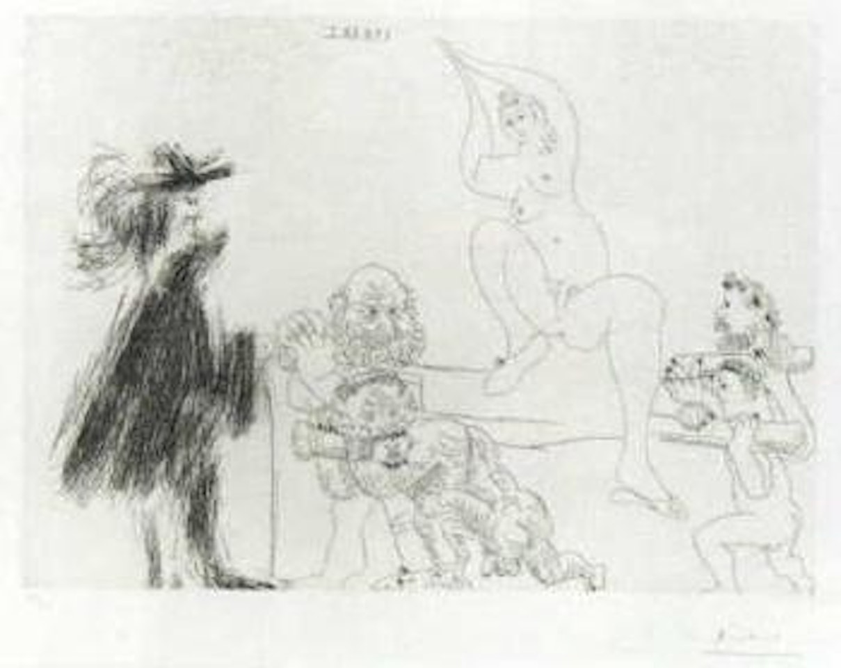 Quatre portefaix apportant a un gentilhomme une jeune femme by Pablo Picasso
