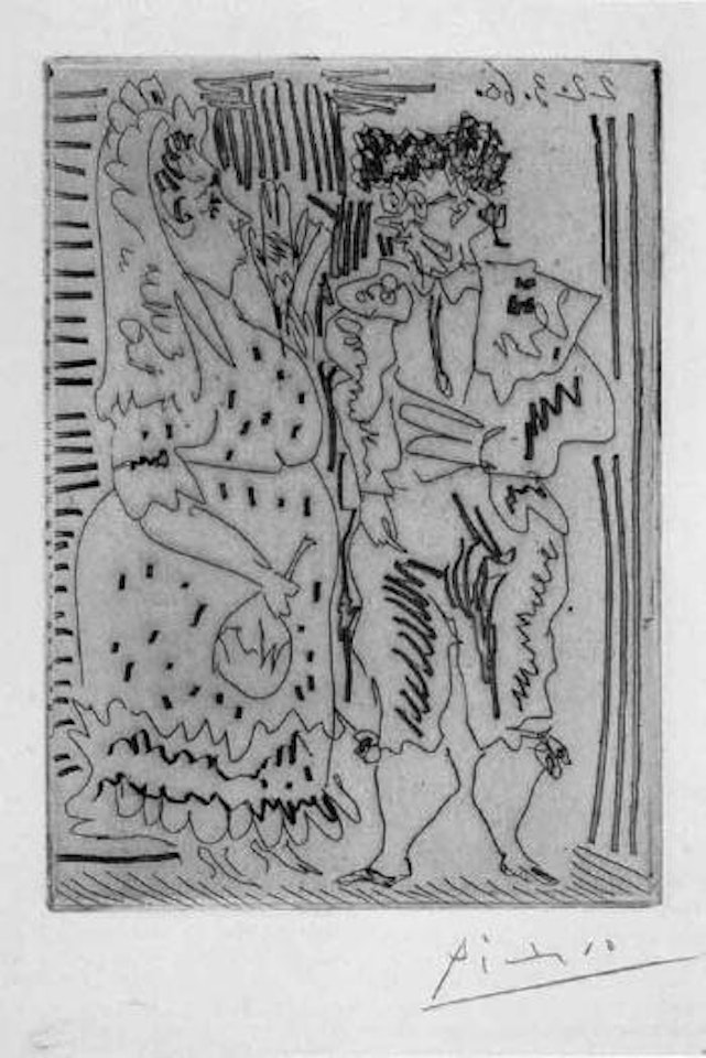 Sabartes en costume de toreador et femme Espagnole by Pablo Picasso