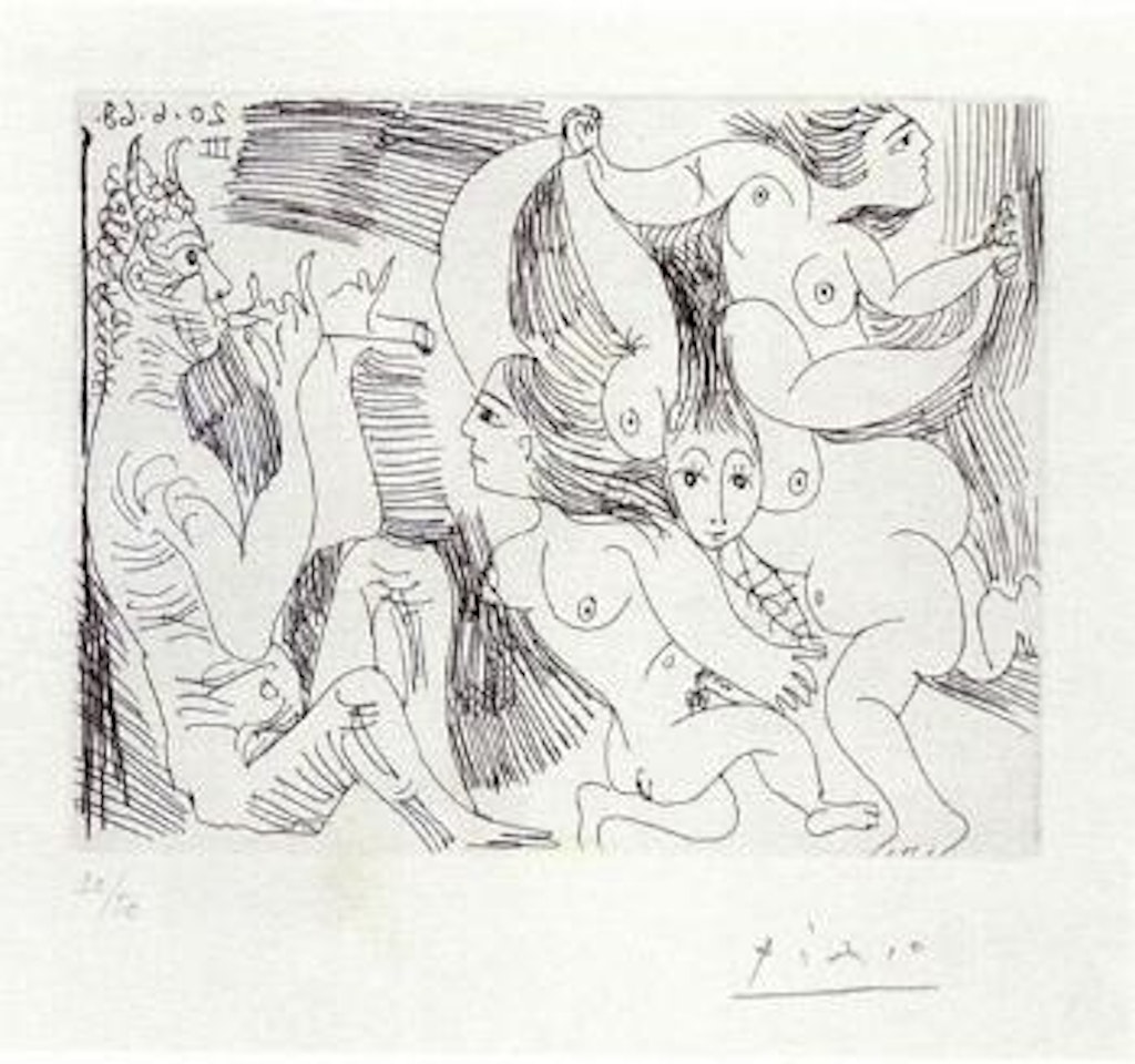 Faune flutiste et Bacchantes by Pablo Picasso