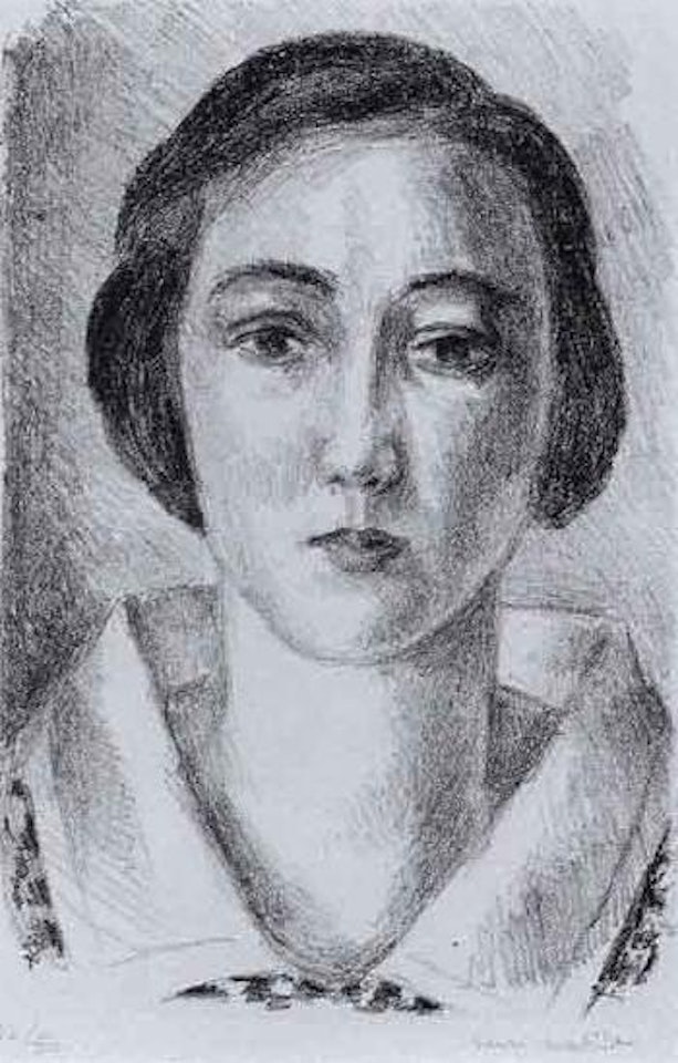Jeune fille en robe fleurie au col d'organdi by Henri Matisse