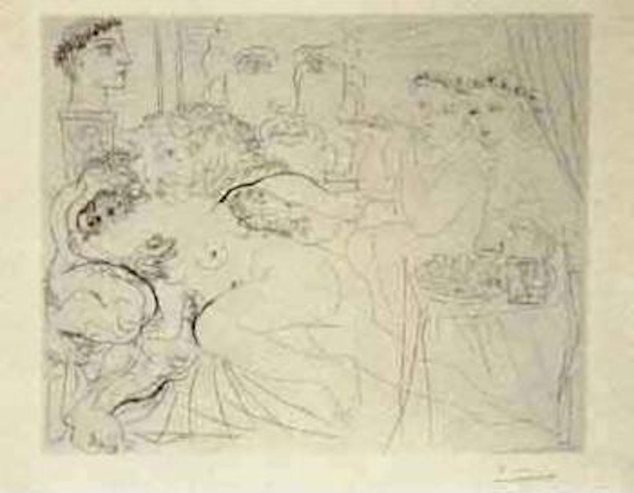 Minotaure caressant une femme by Pablo Picasso