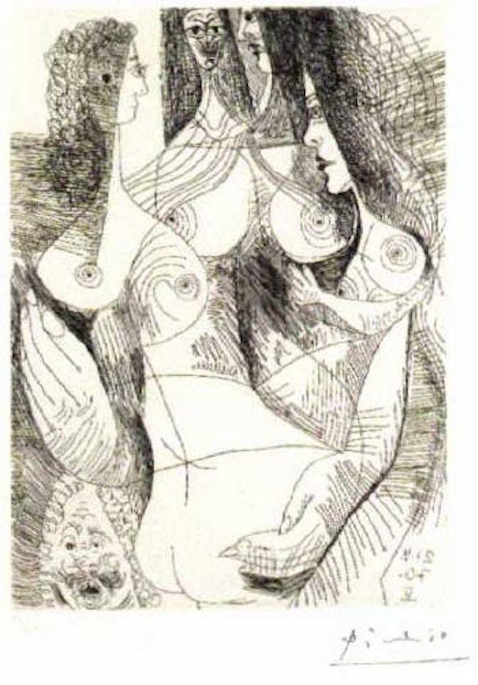 Quatre femmes et tete tembranesque by Pablo Picasso