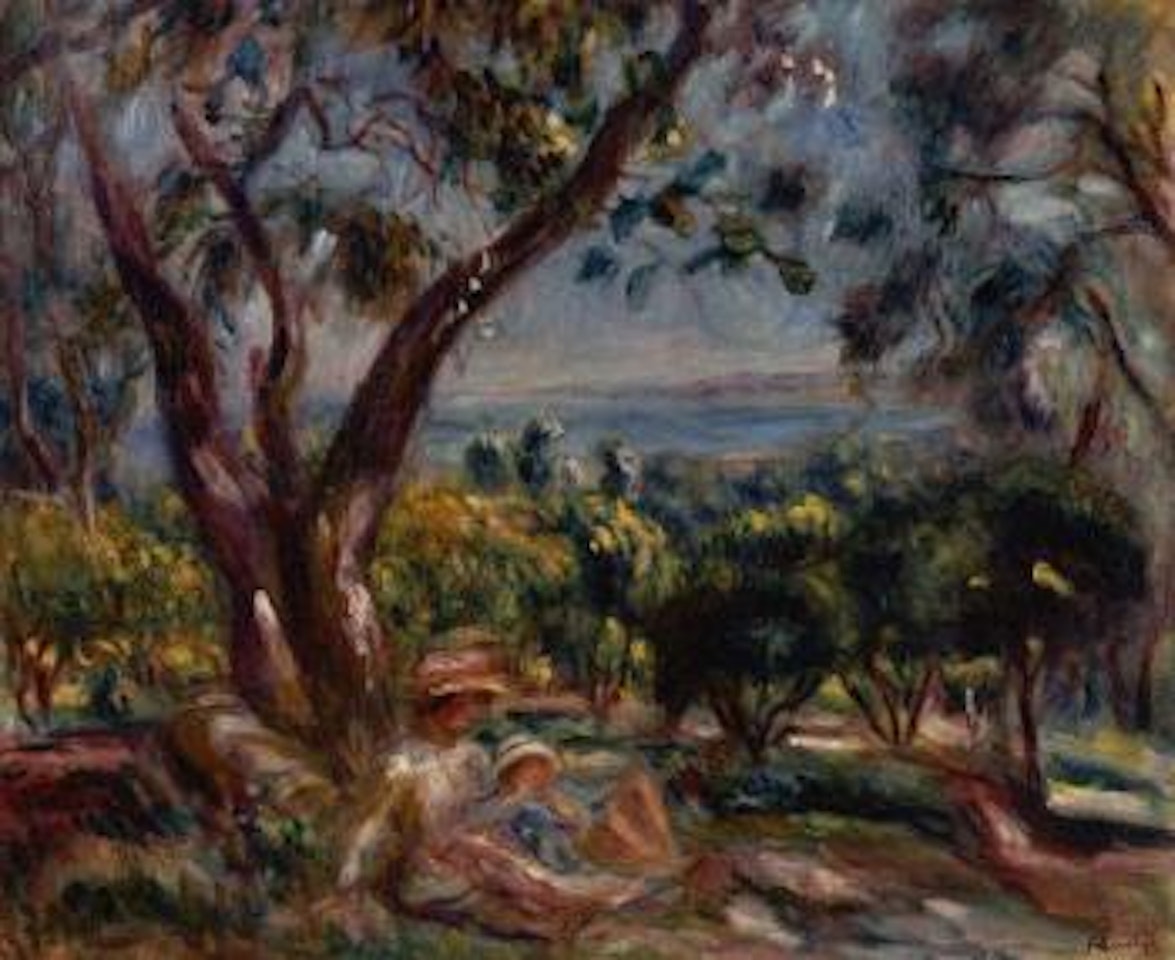 Paysage a Cagnes avec femme et enfant by Pierre-Auguste Renoir