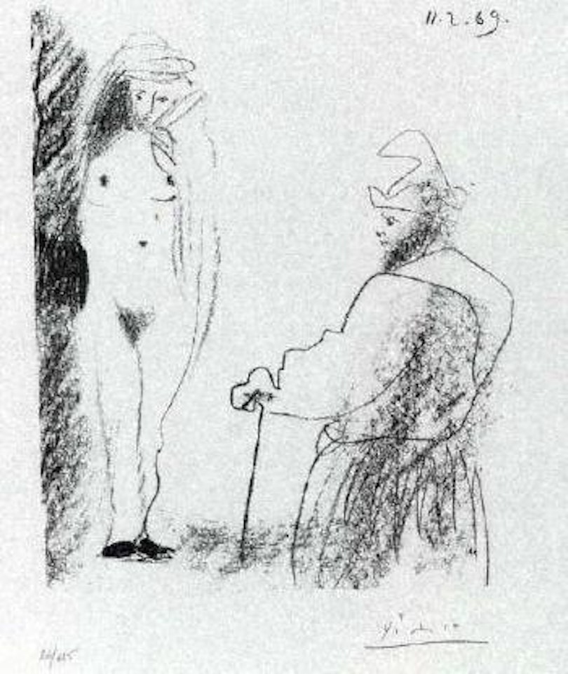 Femme nue et homme a la canne by Pablo Picasso