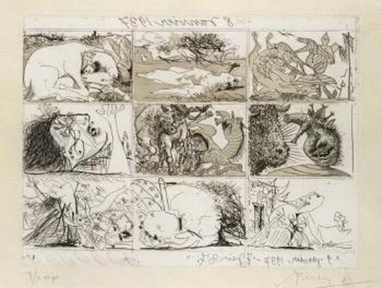 Sueno y mentira de franco by Pablo Picasso