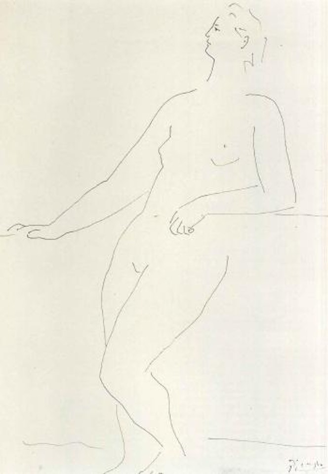 Femme nue debout appuyee by Pablo Picasso