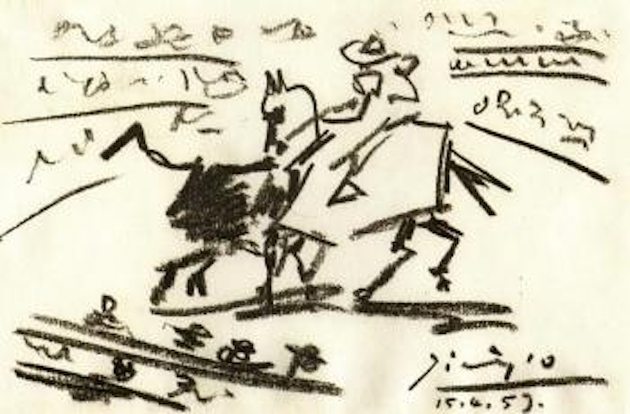 Picador et taureau dans l'arene by Pablo Picasso
