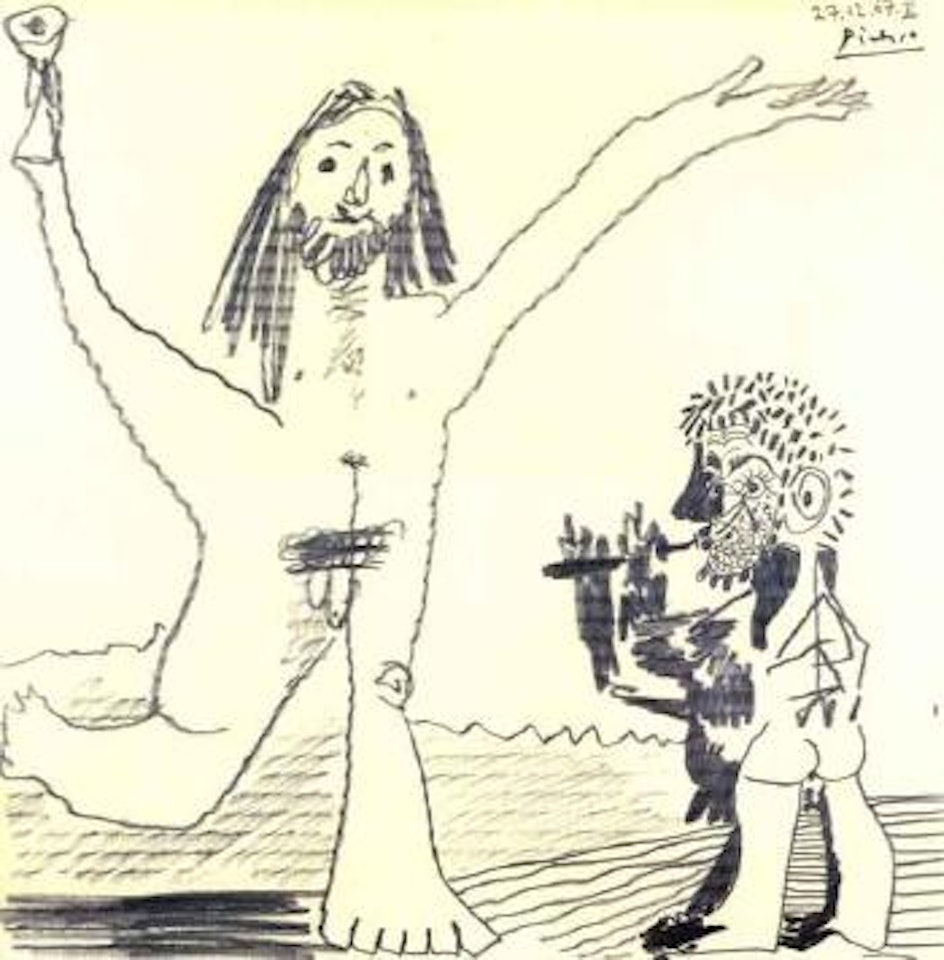 Flutiste et homme nu by Pablo Picasso