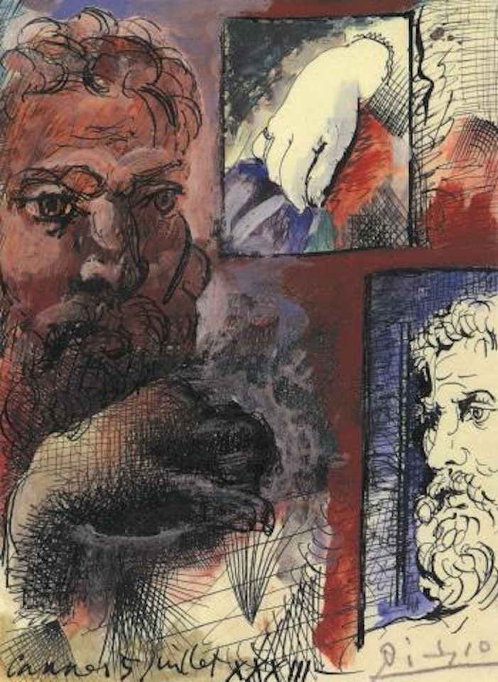 Tete d'un homme barbu avec sa main by Pablo Picasso