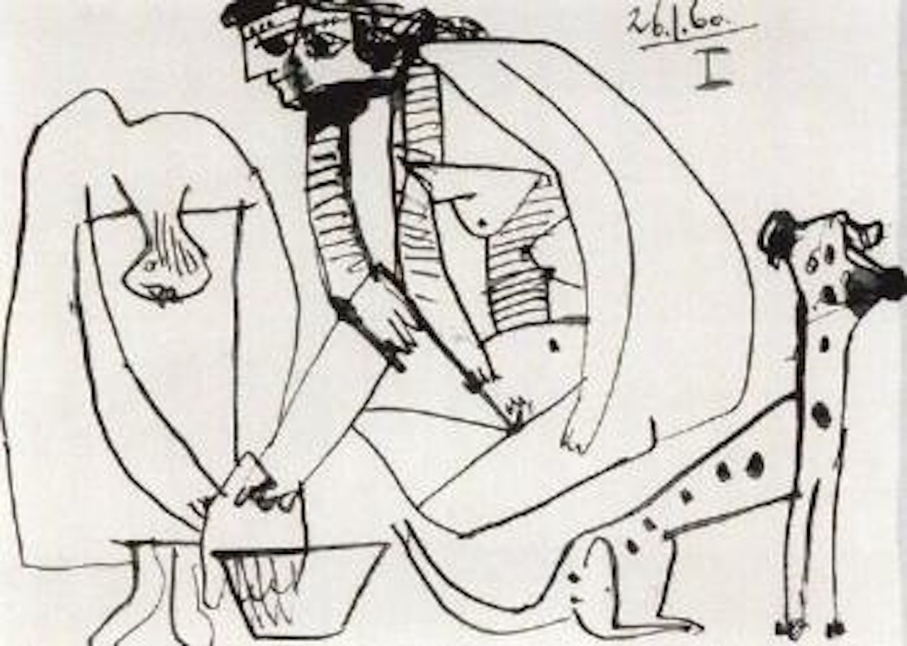 Le bain de pieds de chien Dalmate by Pablo Picasso