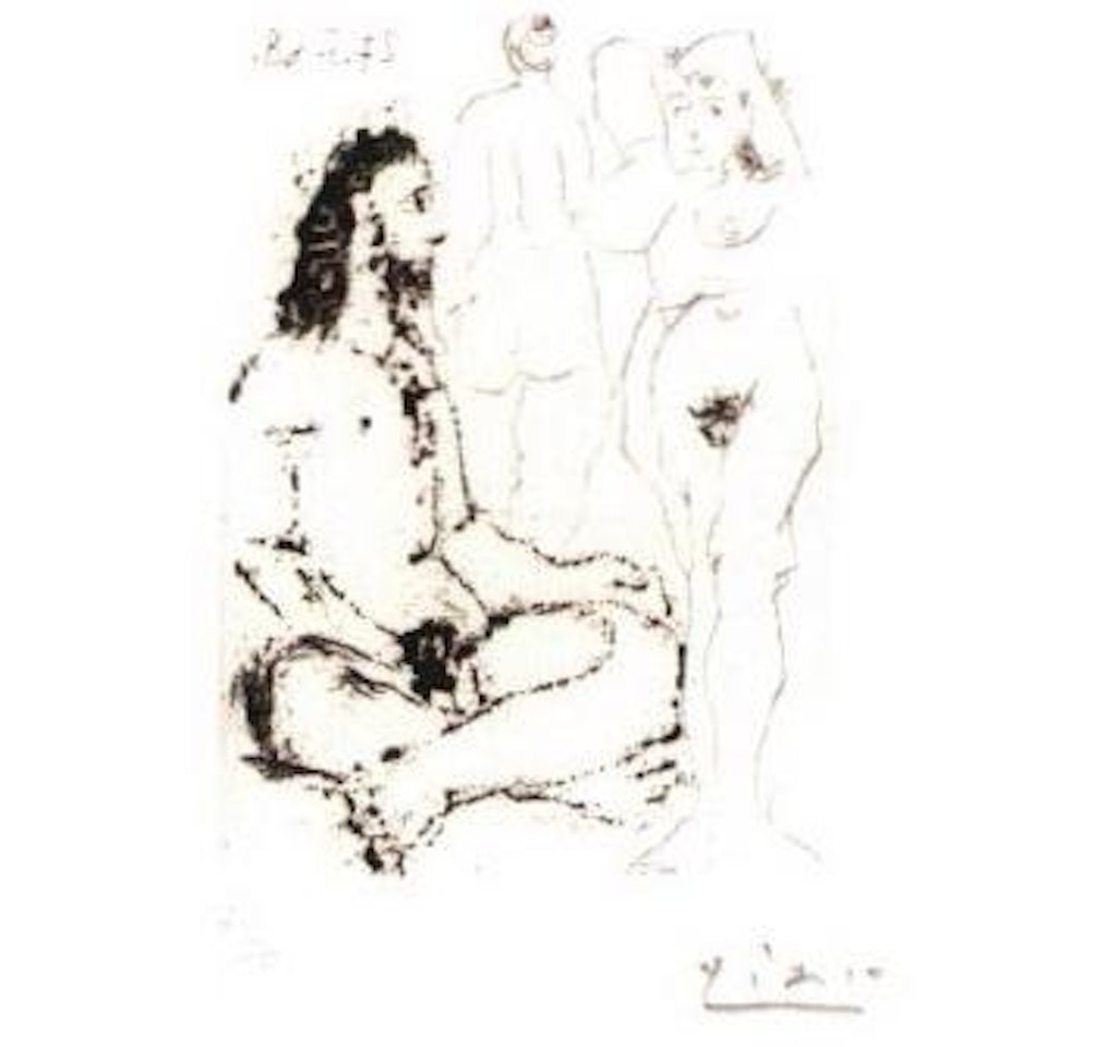 Homme nu assis en tailleur, et deux femmes by Pablo Picasso