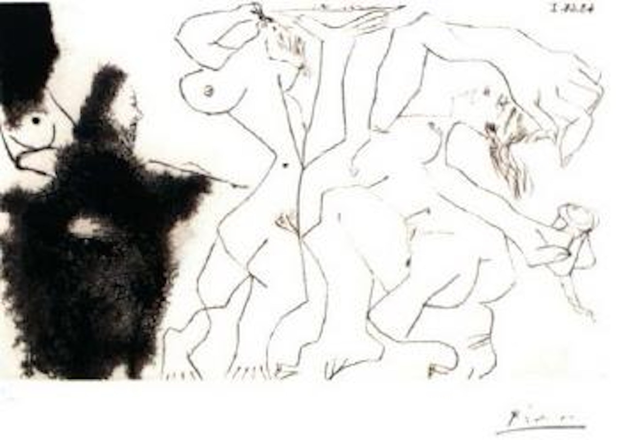 Vieux peintre Rembranesque peignant des bacchantes by Pablo Picasso