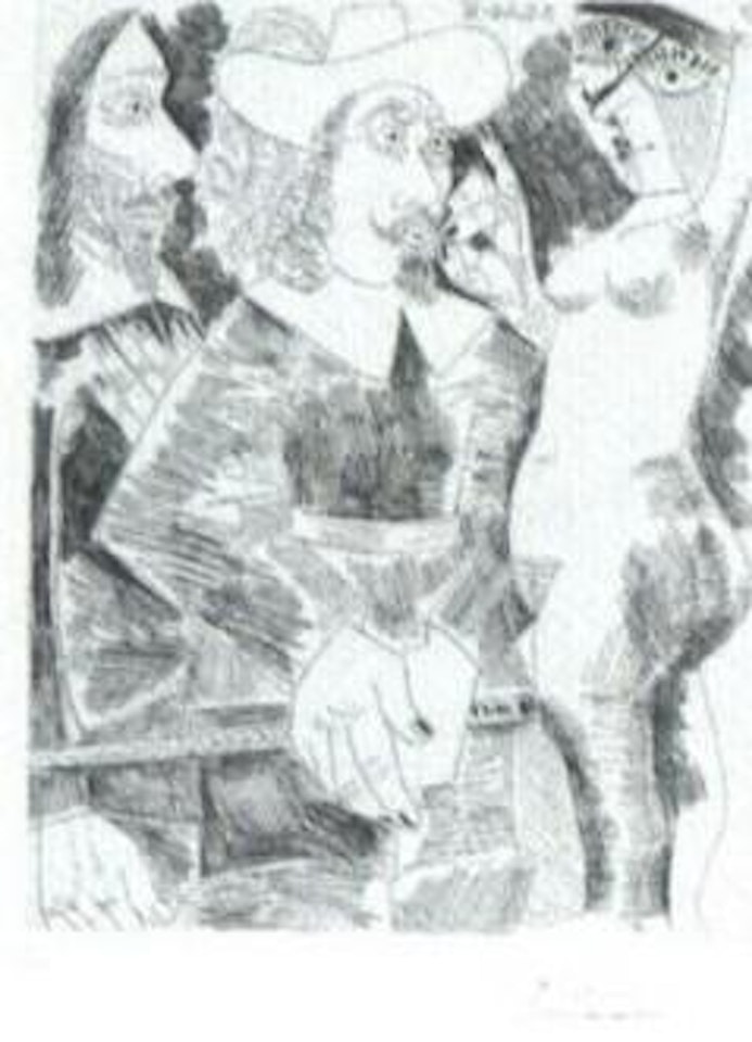 Jeune femme tirant la moustache d'un gentilhomme by Pablo Picasso