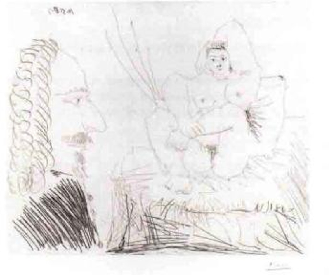 Coutisane au lit avec un visteur by Pablo Picasso