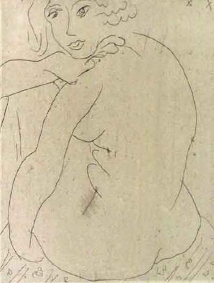 Nu assis de trois-quarts, le visage de face by Henri Matisse