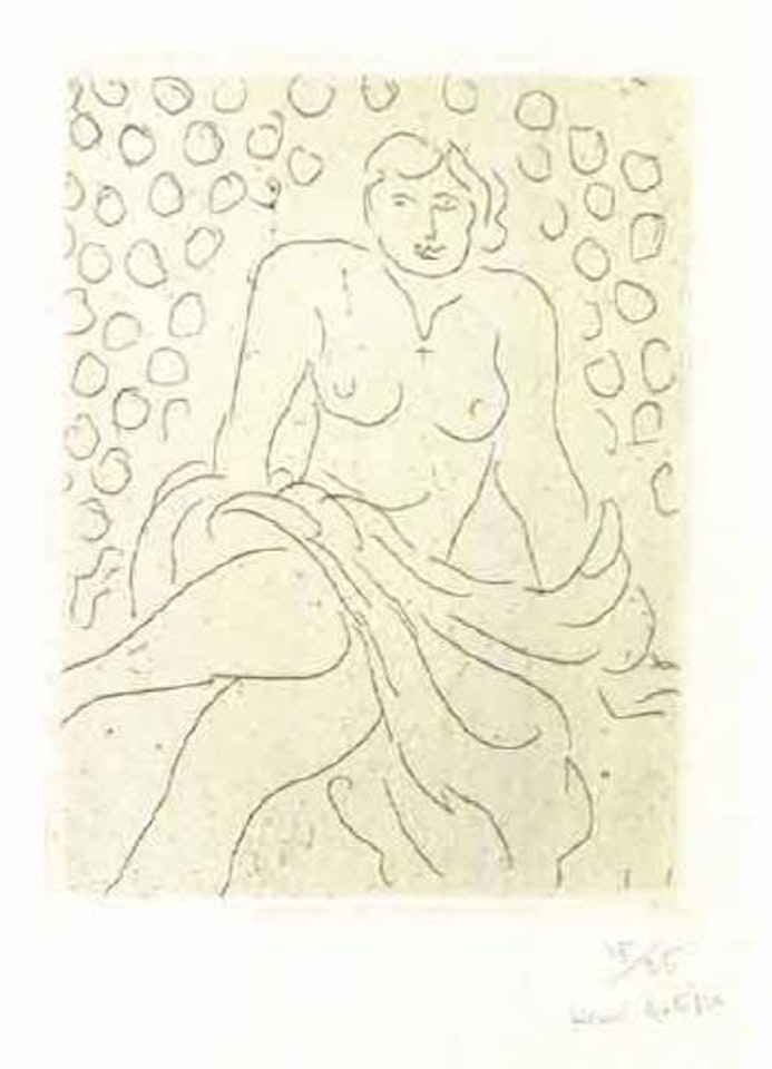 Nu drape sur fond compose de cercles by Henri Matisse
