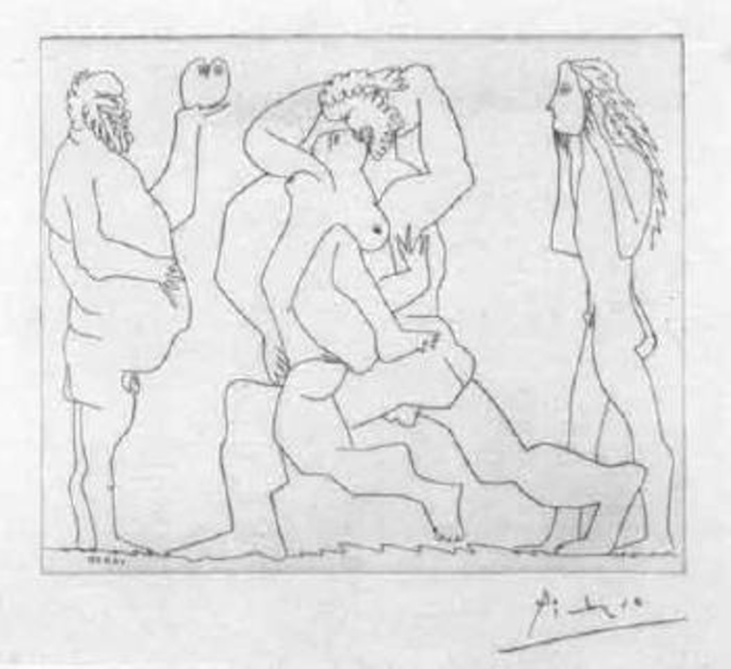 Bacchanale au hibou et au jeune homme masque by Pablo Picasso