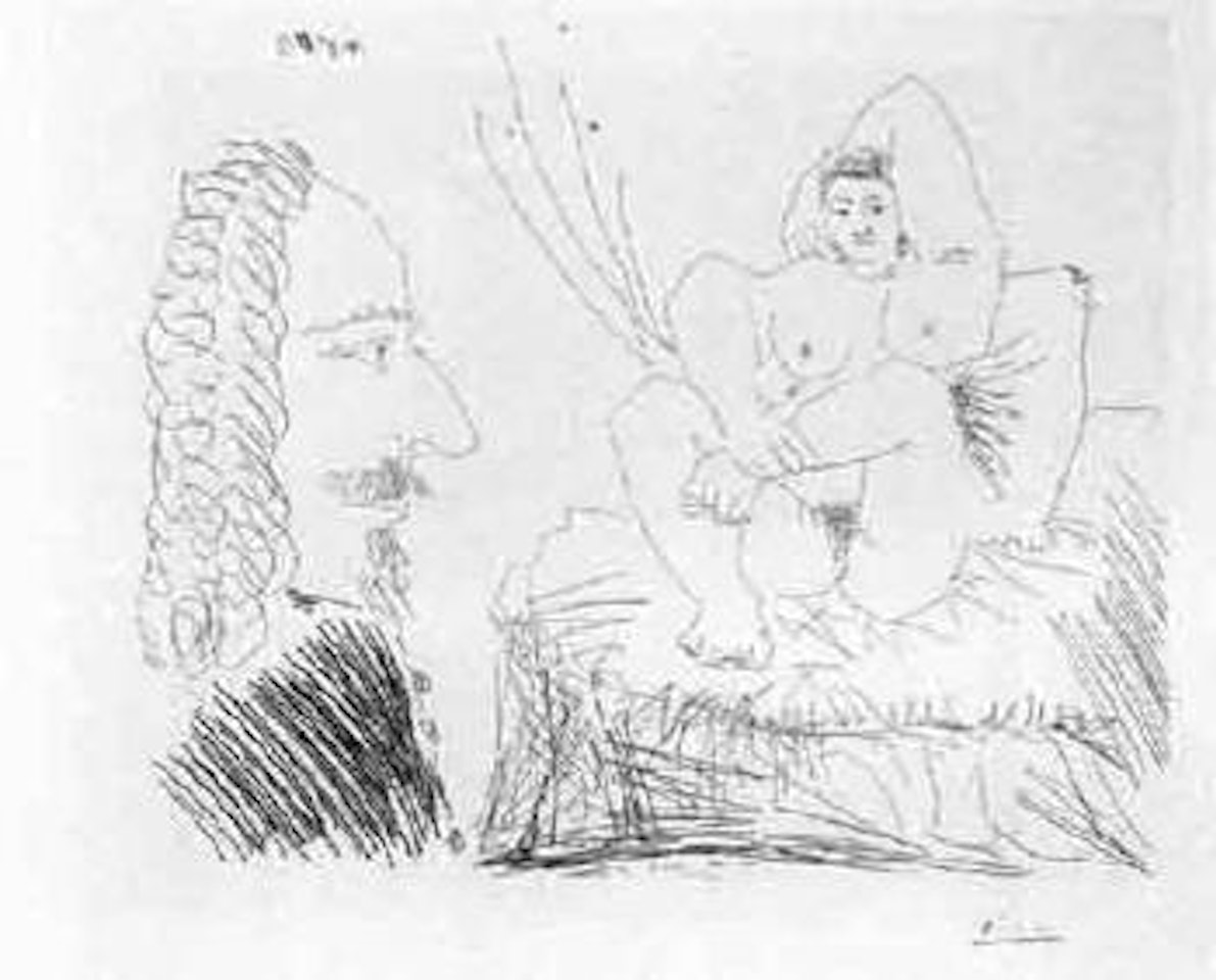 Courtisane au lit avec un visiteur by Pablo Picasso