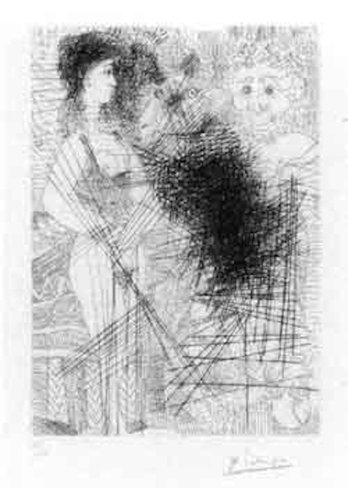 Jeune femme en liquette, faune et tete de couc by Pablo Picasso