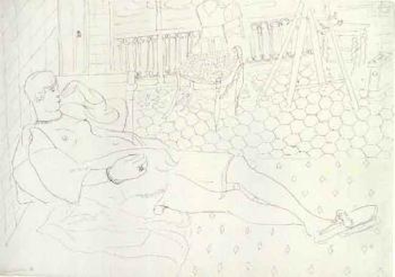 Femme allongee au peignoir - reclining woman wearing robe by Henri Matisse