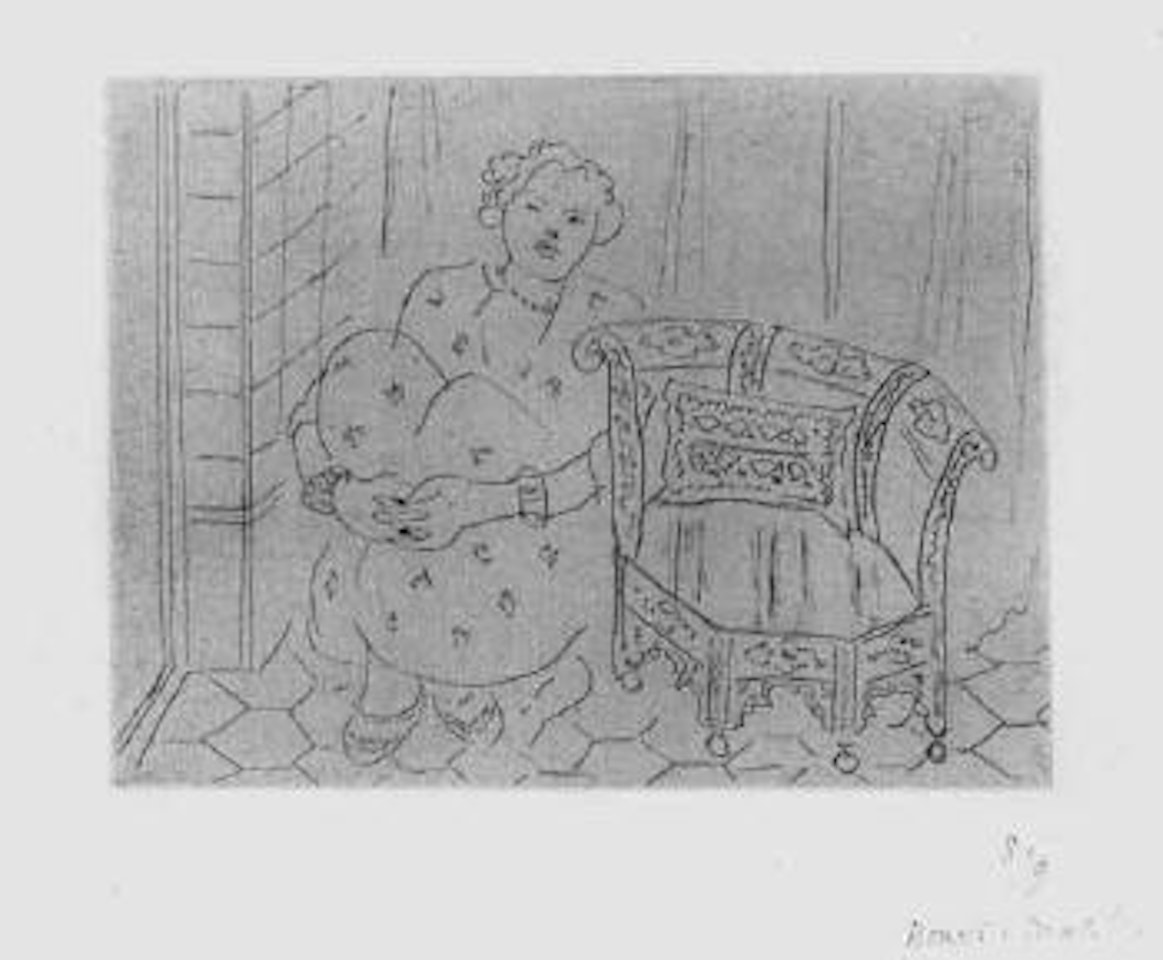 Figure accroupie pres d'un fauteuil oriental by Henri Matisse