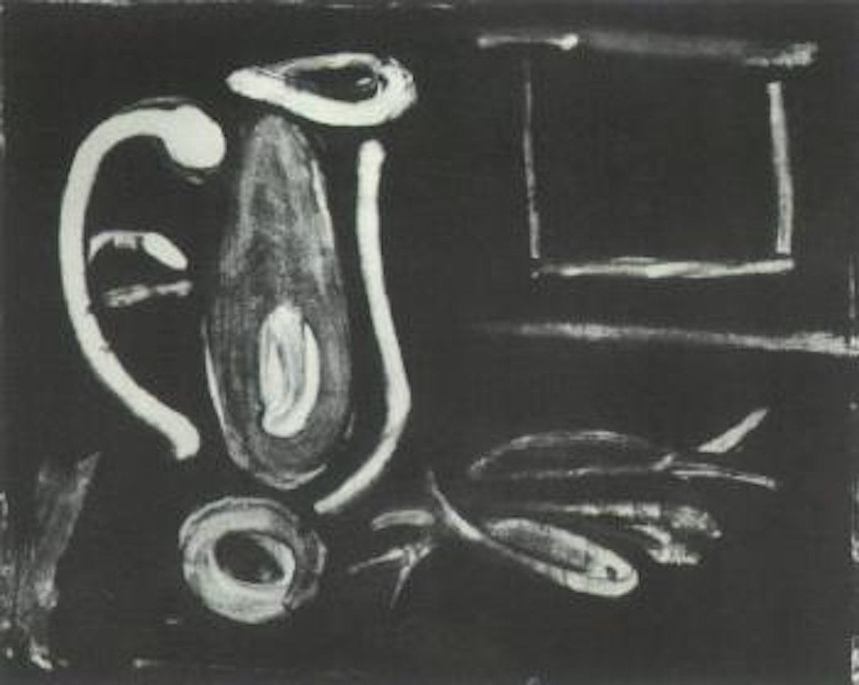 Table aux poissons, fond noir by Pablo Picasso
