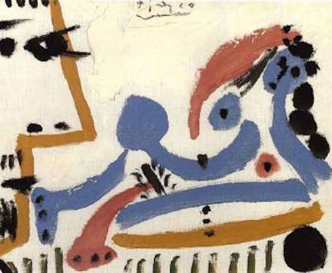 Nu allonge et tete d'homme de profil by Pablo Picasso