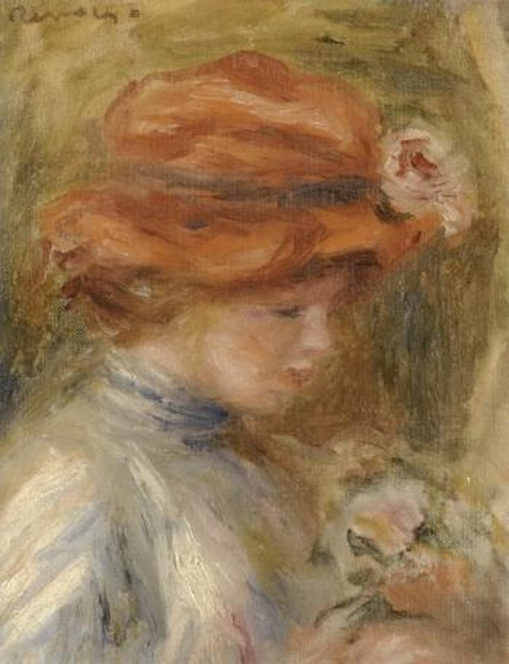 Jeune femme au chapeau rouge by Pierre-Auguste Renoir