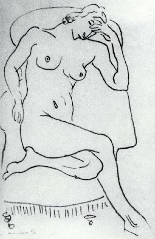 Nu assis dans un fauteuil, une jambe repliee by Henri Matisse