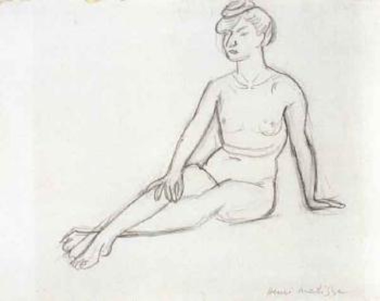 Modele nu assis, jambes allongees by Henri Matisse