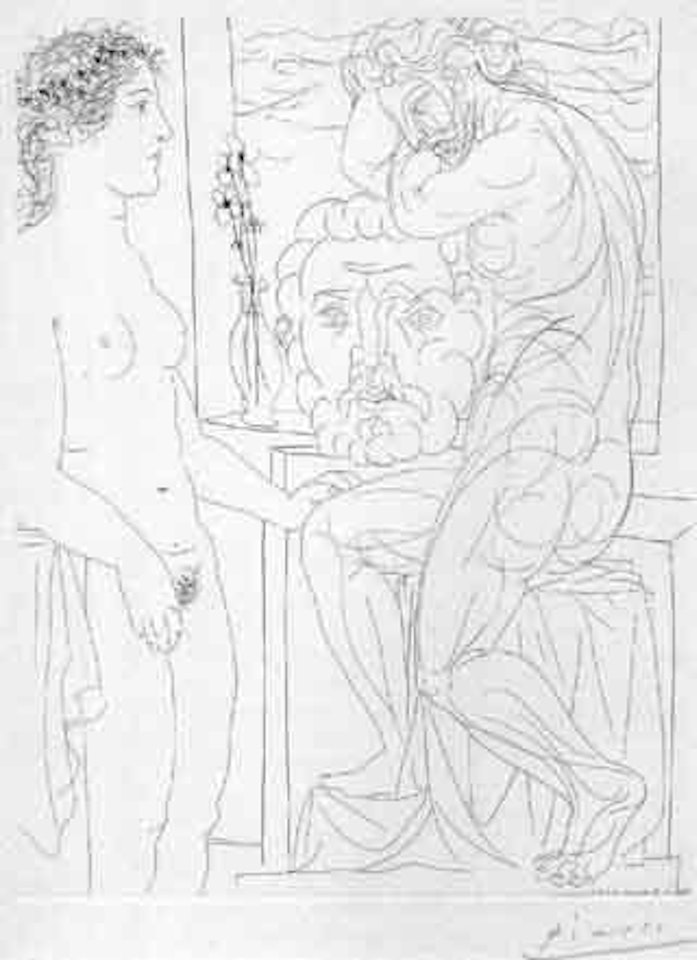 Modele nu et sculptures by Pablo Picasso