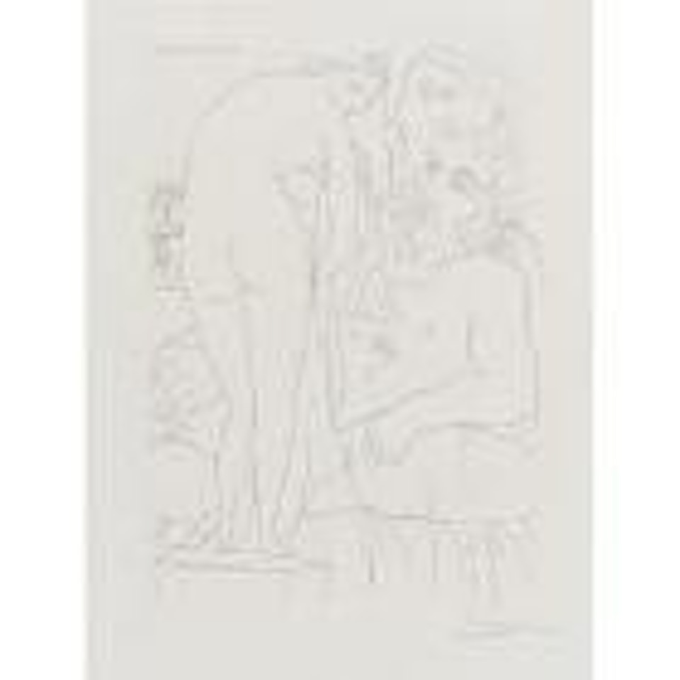 Le repos du sculpteur devant un nu a la draperie by Pablo Picasso