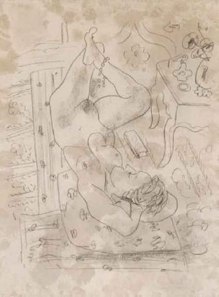 Nu renverse pres d'une table Louis XV by Henri Matisse