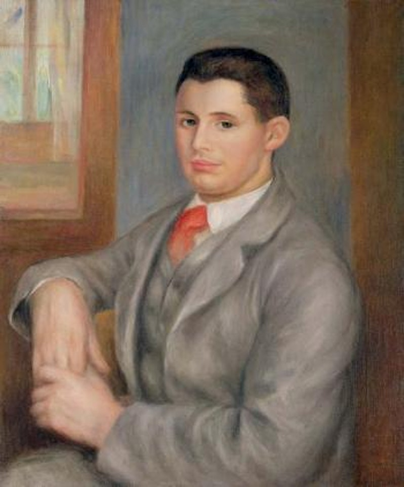 Jeune homme a la cravate rouge, portrait d'Eugene Renoir by Pierre-Auguste Renoir