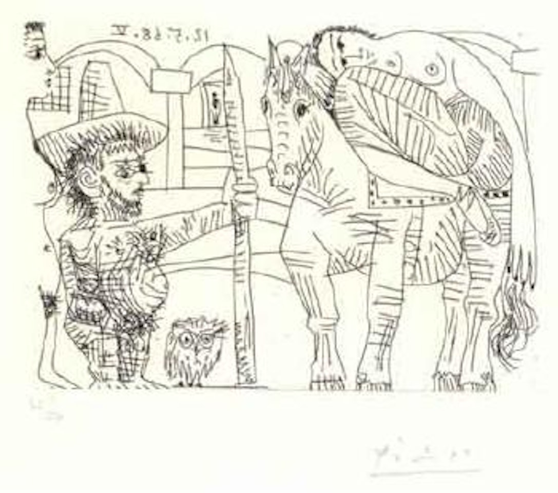 Couple, hibou et odalisque a cheval by Pablo Picasso